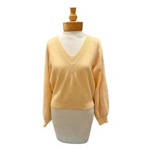 Ellen Tracy Soft Cream V-Neck Sweater